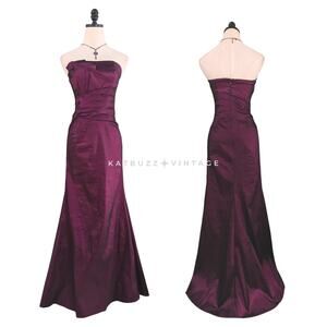 Vintage Mcclintock Prom Dress Maxi Gown 6 Purple Strapless Y2K Glam Pleated